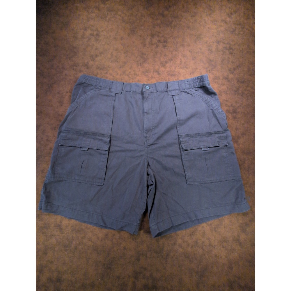 St Johns Bay Mens 46 Navy Blue Cargo Shorts Stretch Waist Big & Tall Cotton